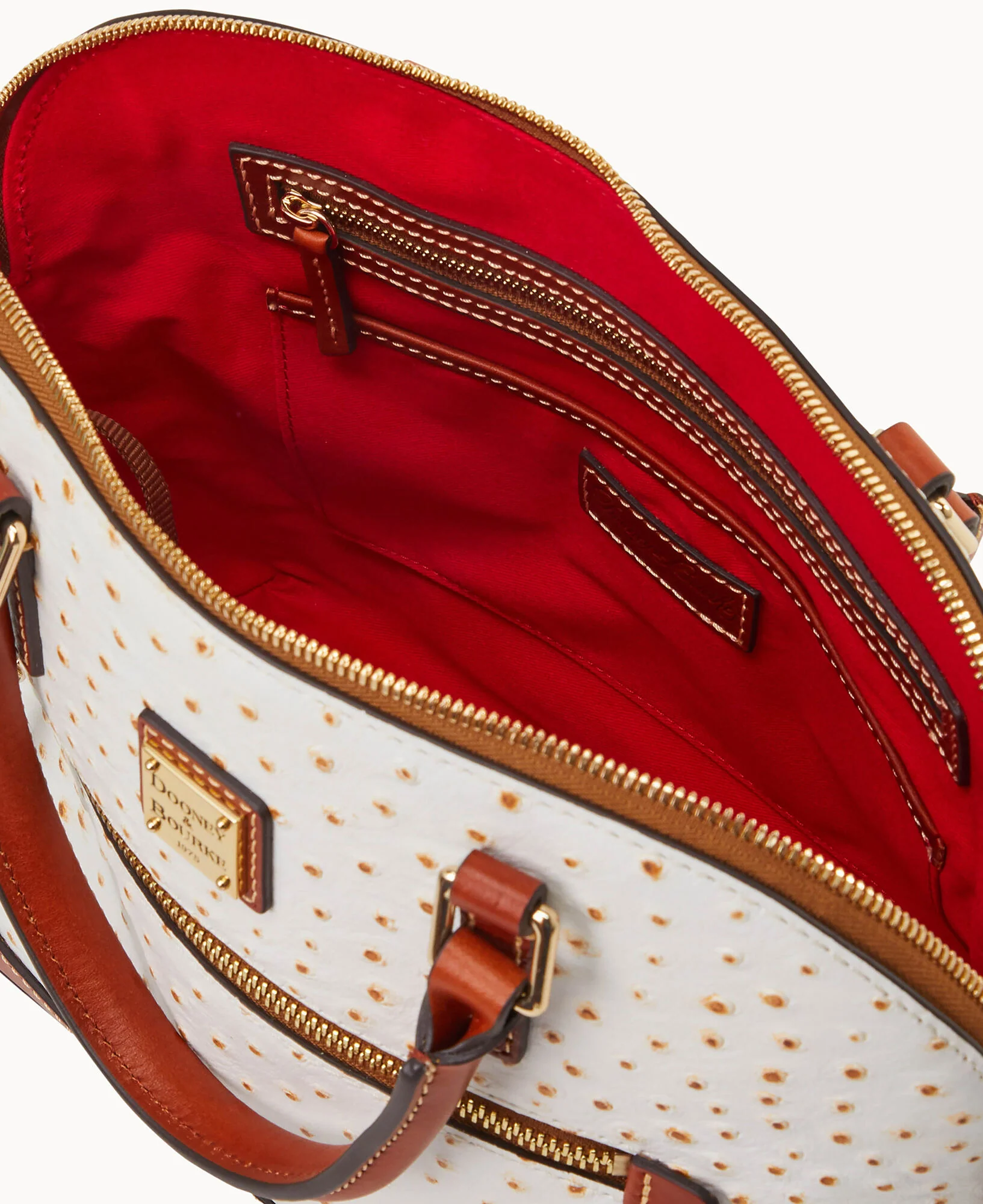 Ostrich Domed Zip Satchel - Image 14
