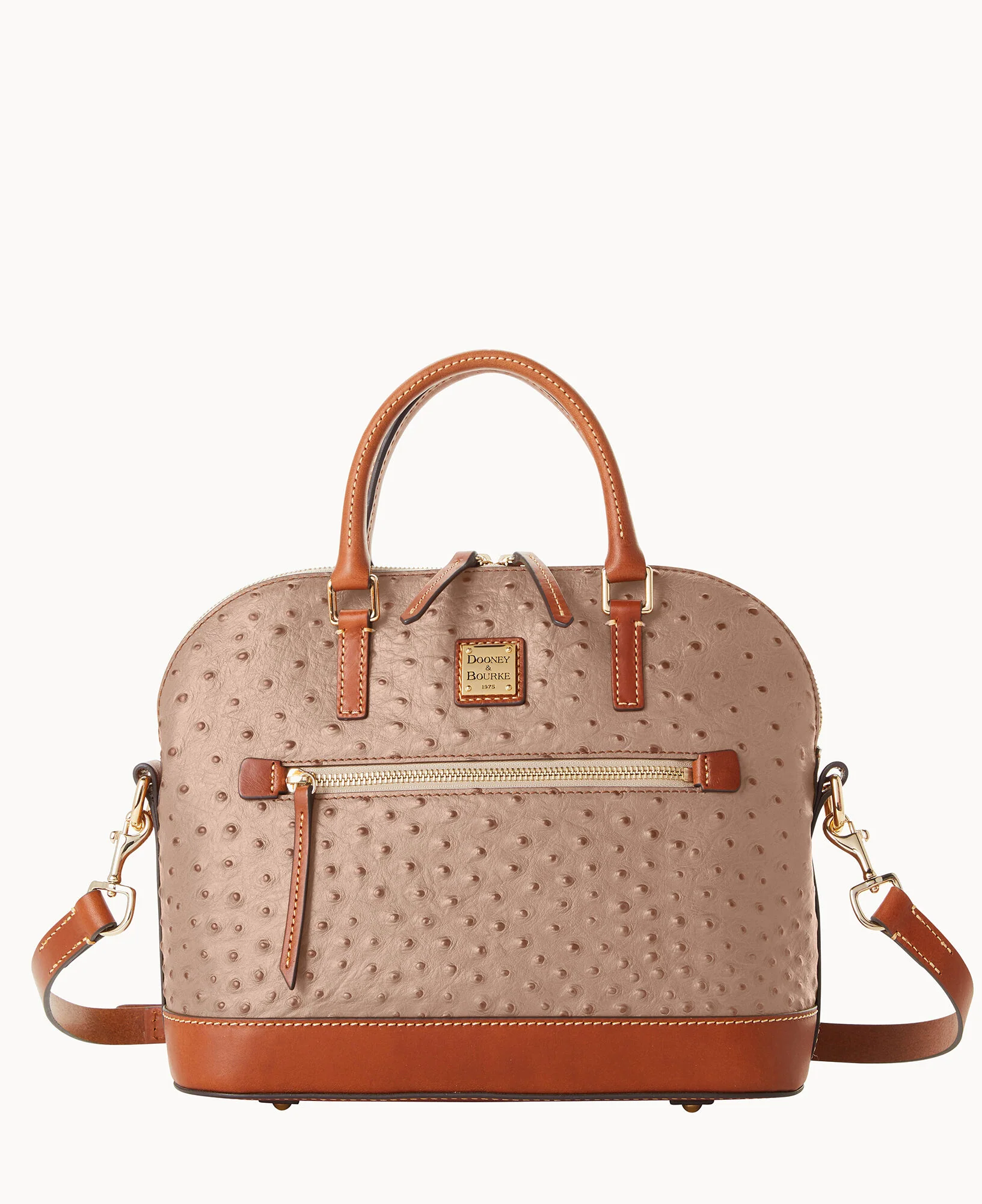 Ostrich Domed Zip Satchel - Image 16