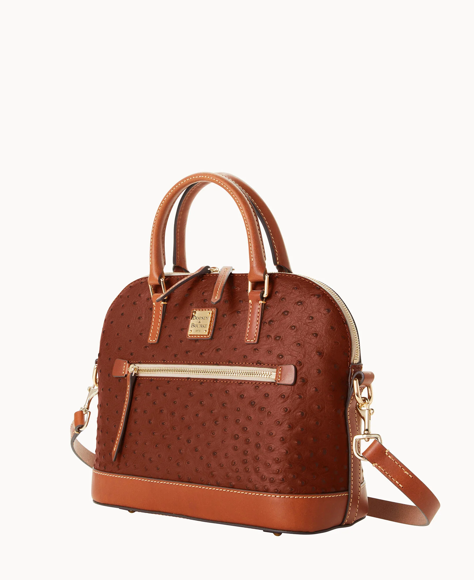 Ostrich Domed Zip Satchel - Image 21