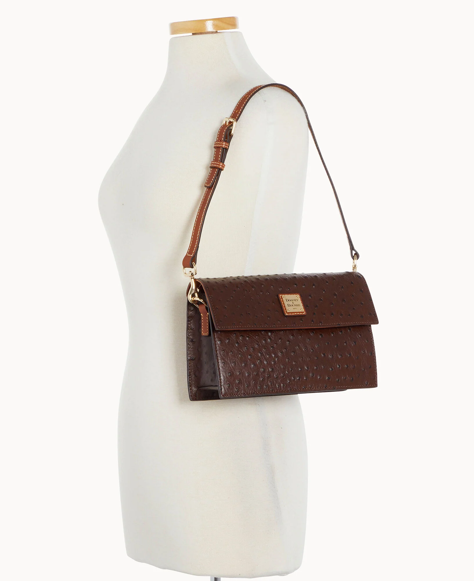 Ostrich East West Flap Shoulder Bag - Image 10