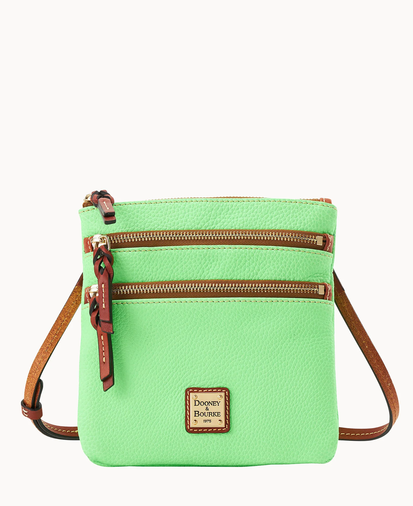 Pebble Grain Triple Zip Crossbody